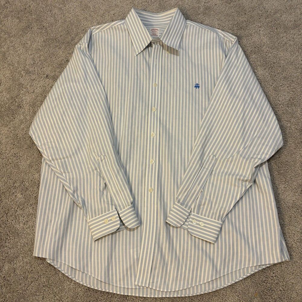 Brooks Brothers Button Down Dress Shirt Striped Mens XXL Blue White